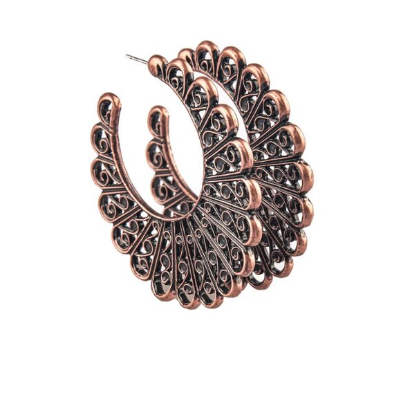 Paparazzi Jewelry Accessories - Funky Flirt - Copper Earrings - Vintage - Picture 4 of 4